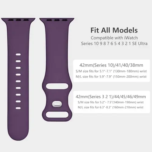Lenrao Sport Band Compatible with Apple Watch Bands 40mm 38mm 41mm 42mm for Women,Silicone Adjustable Waterproof Strap Replacement Compatible with iWatch Bands/Series 10/9/8/7/6/5/4/3/2/1 SE Ultra - 5