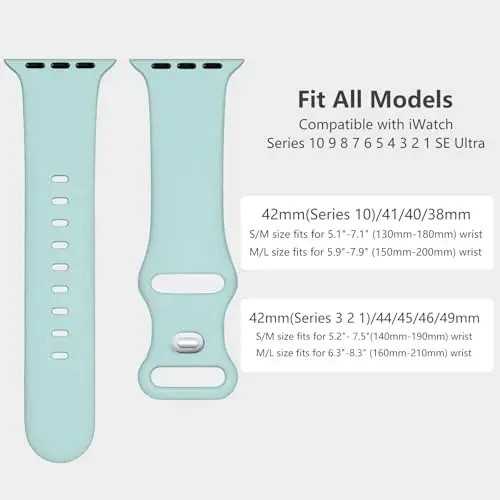 Lenrao Sport Band Compatible with Apple Watch Band 44mm 45mm 46mm 40mm 42mm 38mm 41mm 49mm, Soft Silicone Waterproof Replacement Strap for iWatch Watch Series 11 10 9 8 7 6 5 4 3 2 1 SE Ultra Women Men - 5