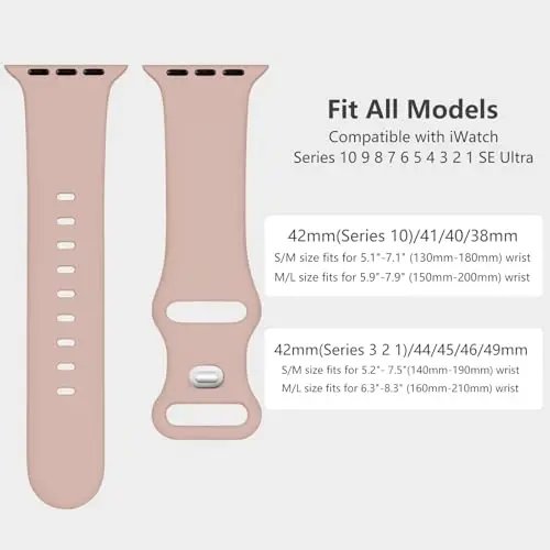 Lenrao Sport Band Compatible with Apple Watch Band 44mm 45mm 46mm 40mm 42mm 38mm 41mm 49mm, Soft Silicone Waterproof Replacement Strap for iWatch Watch Series 11 10 9 8 7 6 5 4 3 2 1 SE Ultra Women Men - 4
