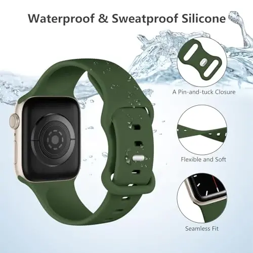 Lenrao Sport Band Compatible with Apple Watch Band 44mm 45mm 46mm 40mm 42mm 38mm 41mm 49mm, Soft Silicone Waterproof Replacement Strap for iWatch Watch Series 11 10 9 8 7 6 5 4 3 2 1 SE Ultra Women Men - 3