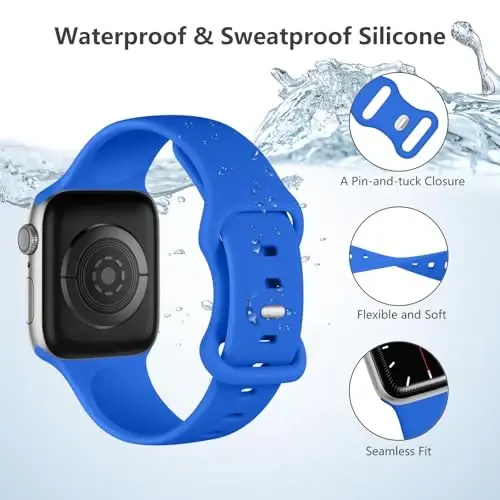 Lenrao Spor Kordon Apple Watch ile Uyumlu 44mm 45mm 46mm 40mm 42mm 38mm 41mm 49mm, iWatch Watch Series 11 10 9 8 7 6 5 4 3 2 1 SE Ultra Kadın Erkek için Yumuşak Silikon Su Geçirmez Yedek Kayış - 3