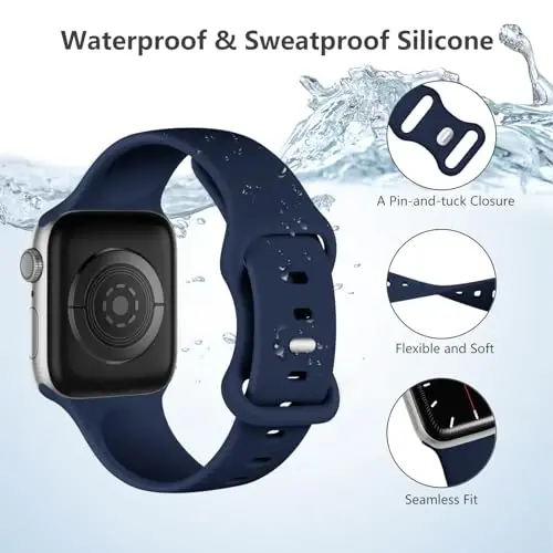 Lenrao Spor Kordon Apple Watch ile Uyumlu 44mm 45mm 46mm 40mm 42mm 38mm 41mm 49mm, iWatch Watch Series 11 10 9 8 7 6 5 4 3 2 1 SE Ultra Kadın Erkek için Yumuşak Silikon Su Geçirmez Yedek Kayış - 3