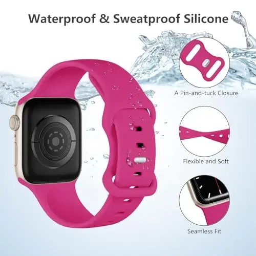 Lenrao Sport Band Compatible with Apple Watch Band 44mm 45mm 46mm 40mm 42mm 38mm 41mm 49mm, Soft Silicone Waterproof Replacement Strap for iWatch Watch Series 11 10 9 8 7 6 5 4 3 2 1 SE Ultra Women Men - 2
