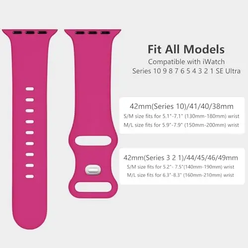 Lenrao Sport Band Compatible with Apple Watch Band 44mm 45mm 46mm 40mm 42mm 38mm 41mm 49mm, Soft Silicone Waterproof Replacement Strap for iWatch Watch Series 11 10 9 8 7 6 5 4 3 2 1 SE Ultra Women Men - 4