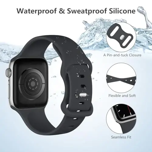 Lenrao Spor Kordon, Apple Watch Kordon 44mm 45mm 46mm 40mm 42mm 38mm 41mm 49mm ile Uyumlu, iWatch Watch Seri 11 10 9 8 7 6 5 4 3 2 1 SE Ultra Kadın Erkek için Yumuşak Silikon Su Geçirmez Yedek Kayış - 3