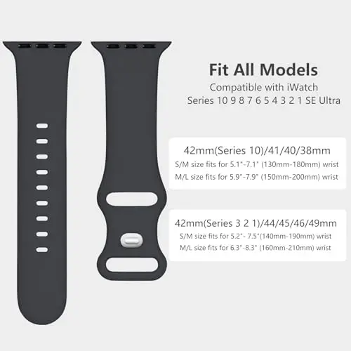 Lenrao Spor Kordon, Apple Watch Kordon 44mm 45mm 46mm 40mm 42mm 38mm 41mm 49mm ile Uyumlu, iWatch Watch Seri 11 10 9 8 7 6 5 4 3 2 1 SE Ultra Kadın Erkek için Yumuşak Silikon Su Geçirmez Yedek Kayış - 5