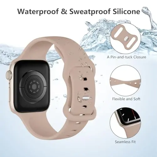 Lenrao Sport Band Compatible with Apple Watch Band 44mm 45mm 46mm 40mm 42mm 38mm 41mm 49mm, Soft Silicone Waterproof Replacement Strap for iWatch Watch Series 11 10 9 8 7 6 5 4 3 2 1 SE Ultra Women Men - 2