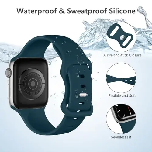 Lenrao Spor Kordonu Apple Watch ile Uyumlu 44mm 45mm 46mm 40mm 42mm 38mm 41mm 49mm, iWatch Watch Serisi 11 10 9 8 7 6 5 4 3 2 1 SE Ultra Kadın Erkek için Yumuşak Silikon Su Geçirmez Yedek Kayış - 3