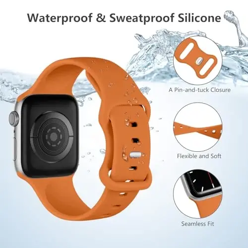 Lenrao Spor Kordonu Apple Watch ile Uyumlu Kordon 44mm 45mm 46mm 40mm 42mm 38mm 41mm 49mm, iWatch Saat Serisi 11 10 9 8 7 6 5 4 3 2 1 SE Ultra Kadın Erkek için Yumuşak Silikon Su Geçirmez Yedek Kayış - 3