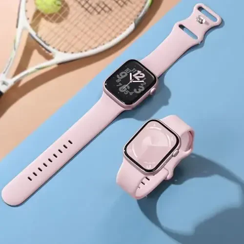 Lenrao Sport Band Apple Watch Band 44mm 45mm 46mm 40mm 42mm 38mm 41mm 49mm bilan mos keladi, iWatch Watch Series 11 10 9 8 7 6 5 4 3 2 1 SE Ultra Women Men uchun yumshoq silikon suv o'tkazmaydigan almashtirish tasmasi - 6