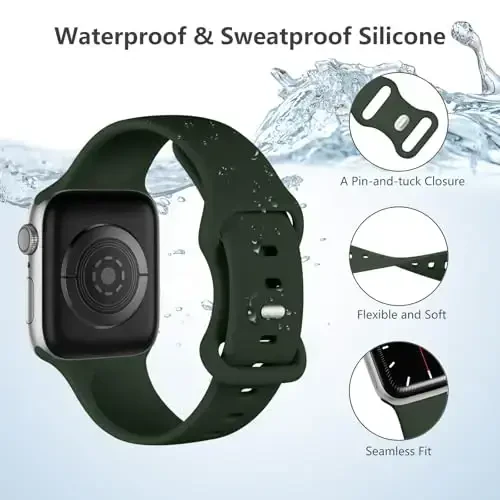 Lenrao Sport Band Apple Watch Band 44mm 45mm 46mm 40mm 42mm 38mm 41mm 49mm bilan mos keladi, iWatch Watch Series 11 10 9 8 7 6 5 4 3 2 1 SE Ultra ayollar erkaklar uchun yumshoq silikon suv o'tkazmaydigan almashtirish tasmasi - 3