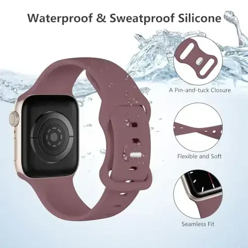 Lenrao Sport Band Apple Watch Band 44mm 45mm 46mm 40mm 42mm 38mm 41mm 49mm bilan mos, Yumshoq silikon suv o'tkazmaydigan iWatch Watch Series 11 10 9 8 7 6 5 4 3 2 1 SE Ultra ayollar erkaklar uchun almashtirish tasmasi - 2