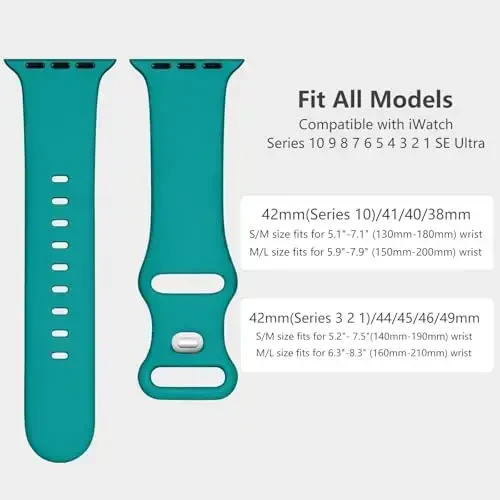 Lenrao Sport Band Apple Watch Bands 42mm 40mm 38mm 41mm bilan mos keladi Ayollar uchun, Silikon Sozlanishi Suv o'tkazmaydigan Tasma iWatch Bands Series 10/9/8/7/6/5/4/3/2/1 SE Ultra bilan mos keladi - 5