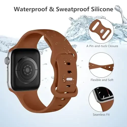 Lenrao Sport Band Apple Watch Bands 42mm 40mm 38mm 41mm bilan mos keladi, Ayollar uchun silikon sozlanishi suv o'tkazmaydigan tasma iWatch Bands/Series 10/9/8/7/6/5/4/3/2/1 SE Ultra bilan mos keladi - 3