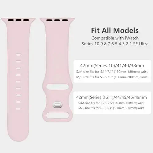 Lenrao Sport Band Apple Watch Bands 44mm 45mm 46mm 42mm 49mm erkaklar uchun mos,Silikon sozlanishi suv o'tkazmaydigan tasma iWatch Bands/Series 10/9/8/7/6/5/4/3/2/1 SE Ultra bilan mos - 5