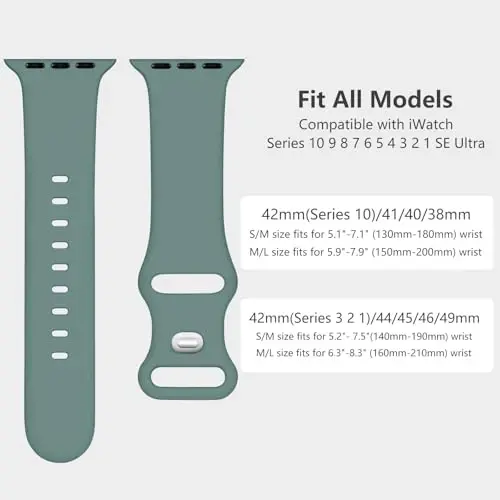 Lenrao Sport Band Apple Watch Bands 46mm 44mm 45mm 42mm 49mm uchun mos keladi, erkaklar uchun, Silikon sozlanishi suv o'tkazmaydigan tasma iWatch Bands/Series 10/9/8/7/6/5/4/3/2/1 SE Ultra bilan mos keladi - 5