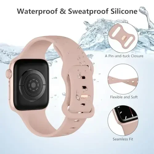 Lenrao Sport Band Compatible with Apple Watch Band 44mm 45mm 46mm 40mm 42mm 38mm 41mm 49mm, Soft Silicone Waterproof Replacement Strap for iWatch Watch Series 11 10 9 8 7 6 5 4 3 2 1 SE Ultra Women Men - 2