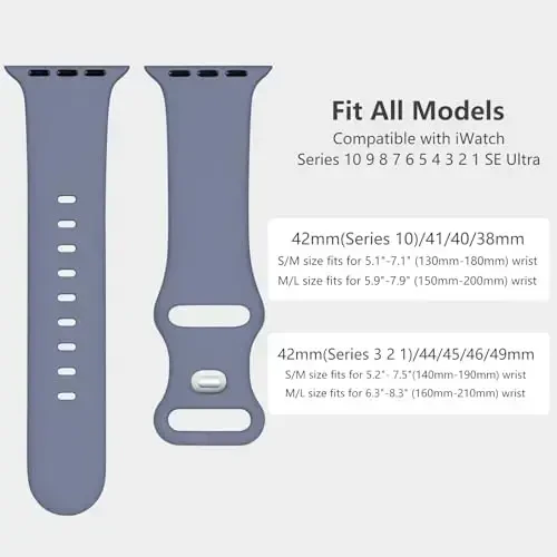 Lenrao Sport Band Compatible with Apple Watch Band 44mm 45mm 46mm 40mm 42mm 38mm 41mm 49mm, Soft Silicone Waterproof Replacement Strap for iWatch Watch Series 11 10 9 8 7 6 5 4 3 2 1 SE Ultra Women Men - 5