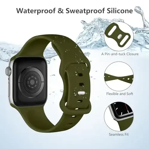 Lenrao Sport Band Compatible with Apple Watch Band 44mm 45mm 46mm 40mm 42mm 38mm 41mm 49mm, Soft Silicone Waterproof Replacement Strap for iWatch Watch Series 11 10 9 8 7 6 5 4 3 2 1 SE Ultra Women Men - 3