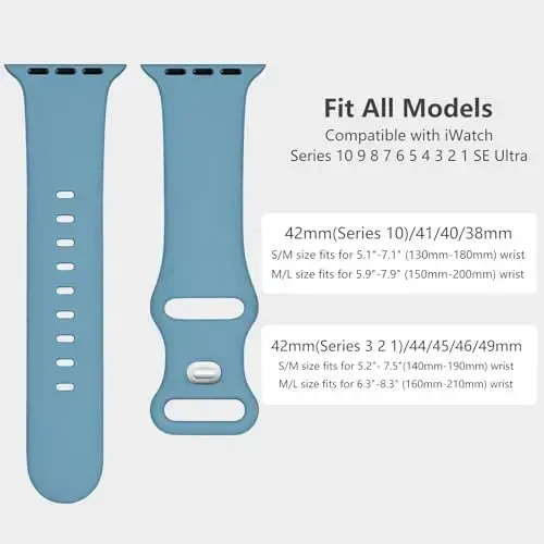 Lenrao Sport Band Compatible with Apple Watch Band 44mm 45mm 46mm 40mm 42mm 38mm 41mm 49mm, Soft Silicone Waterproof Replacement Strap for iWatch Watch Series 11 10 9 8 7 6 5 4 3 2 1 SE Ultra Women Men - 5