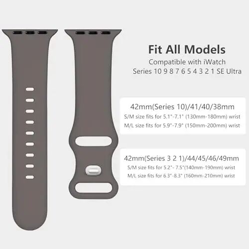 Lenrao Sport Band Compatible with Apple Watch Band for Men Women | Soft Silicone Waterproof Strap for iWatch 44mm 45mm 46mm 49mm 38mm 40mm 41mm 42mm Series 12 11 10 9 8 7 6 5 4 3 2 1 SE Ultra - 4