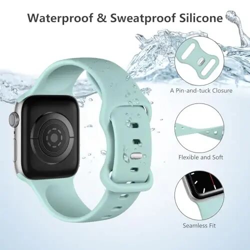 Lenrao Sport Band Compatible with Apple Watch Band for Men Women | Soft Silicone Waterproof Strap for iWatch 44mm 45mm 46mm 49mm 38mm 40mm 41mm 42mm Series 12 11 10 9 8 7 6 5 4 3 2 1 SE Ultra - 3