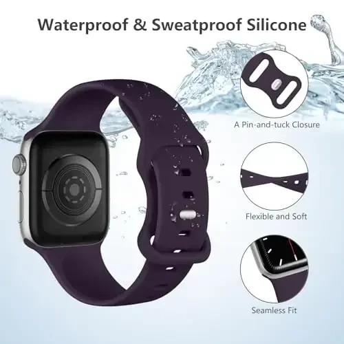 Lenrao Sport Band Compatible with Apple Watch Bands 42mm 40mm 38mm 41mm for Women,Silicone Adjustable Waterproof Strap Replacement Compatible with iWatch Bands Series 10/9/8/7/6/5/4/3/2/1 SE Ultra - 3