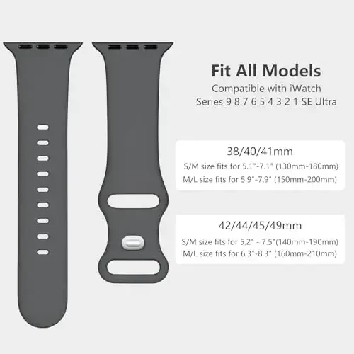 Lenrao Sport Band Compatible with Apple Watch Bands 44mm 45mm 46mm 42mm 49mm for Men,Silicone Adjustable Waterproof Strap Replacement Compatible with iWatch Bands/Series 10/9/8/7/6/5/4/3/2/1 SE Ultra - 4