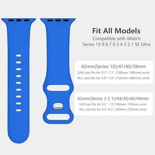 Lenrao Sport Band Совместим с Apple Watch Band 44mm 45mm 46mm 40mm 42mm 38mm 41mm 49mm, Мягкий силиконовый водонепроницаемый сменный ремешок для iWatch Watch Series 11 10 9 8 7 6 5 4 3 2 1 SE Ultra Women Men - 5