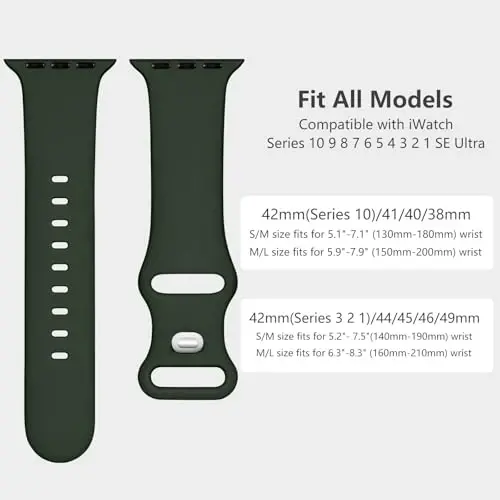 Lenrao Sport Band совместим с Apple Watch Band 44mm 45mm 46mm 40mm 42mm 38mm 41mm 49mm, мягкий силиконовый водонепроницаемый сменный ремешок для iWatch Watch Series 11 10 9 8 7 6 5 4 3 2 1 SE Ultra Women Men - 4