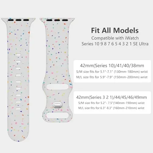 Lenrao Sport Band Совместим с Apple Watch Band 44mm 45mm 46mm 40mm 42mm 38mm 41mm 49mm, мягкий силиконовый водонепроницаемый сменный ремешок для iWatch Watch Series 11 10 9 8 7 6 5 4 3 2 1 SE Ultra Женщины Мужчины - 5