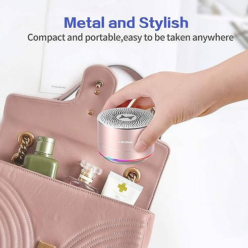 LENRUE A2 Ko'chma Kablosiz Bluetooth Karnay, Chiroqlar va Qo'lga Ilib Olinadigan Tasma bilan, 5Vt Mini Kichik Metall Karnay Bluetooth 5.0/Aux-in iPhone Android Uy Tashqi uchun, Ayollar/Qizlar uchun Sovg'alar - 2