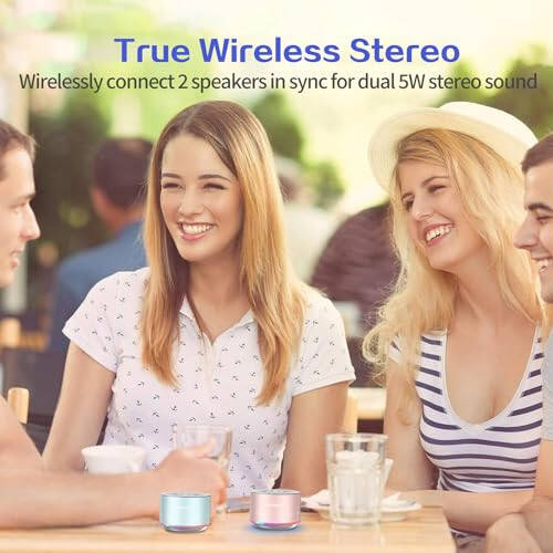 LENRUE A2 Portable Wireless Bluetooth Speaker with Lights and Lanyard, 5W Mini Small Metal Speakers Bluetooth 5.0/Aux-in for iPhone Android Home Outdoor, Gifts for Women/Girls - 6