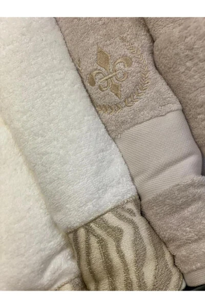 LEO Bamboo Lace Embroidered Family Robe Set Cream/Beige - ÇIRPAN EV (1)