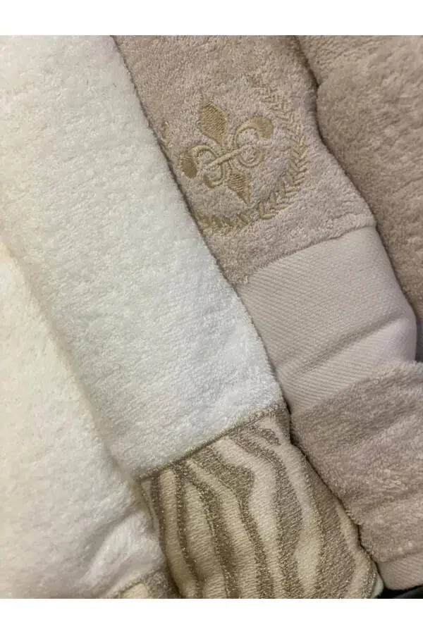 LEO Bamboo Lace Embroidered Family Robe Set Cream/Beige - 2