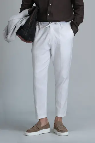 Leo Smart Erkek Chino Pantolon Slim Fit Beyaz - LUFIAN (1)