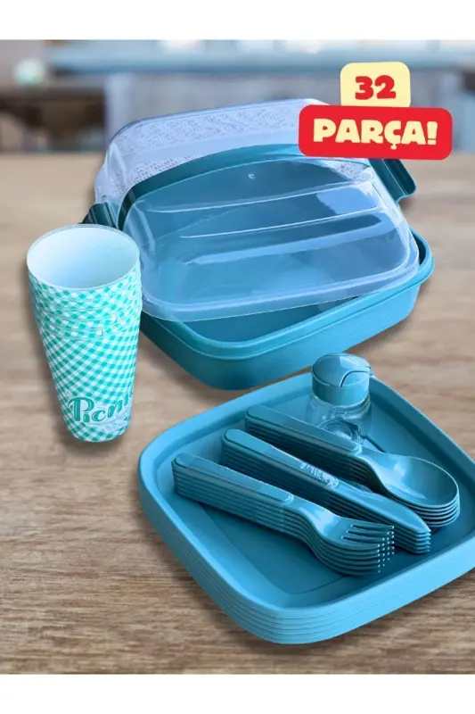 Leon Life Lovely Picnic Set 6 Person 32 Piece Blue-Blue - 2