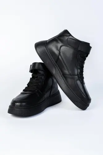 Leon01 Erkek Bot Cırt Cırtlı-SİYAH - 1