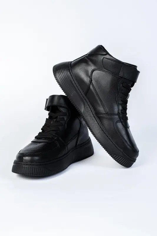 Leon01 Erkek Bot Cırt Cırtlı-SİYAH - 1