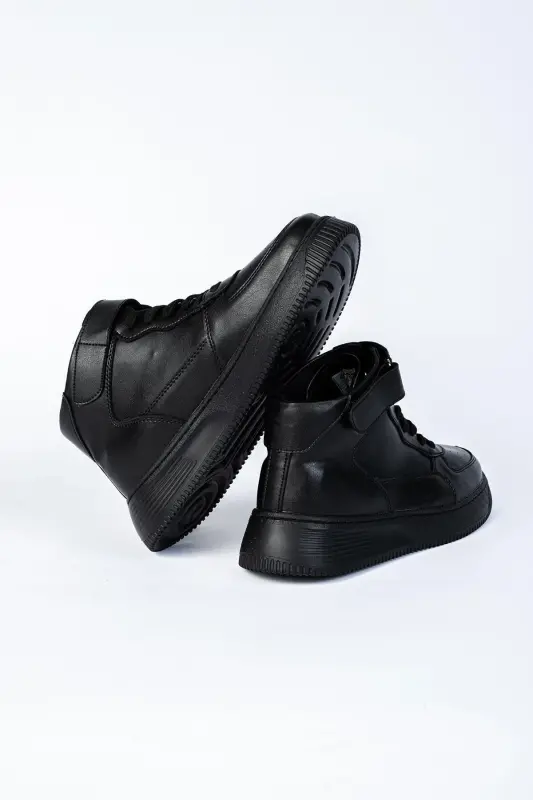 Leon01 Erkek Bot Cırt Cırtlı-SİYAH - 2