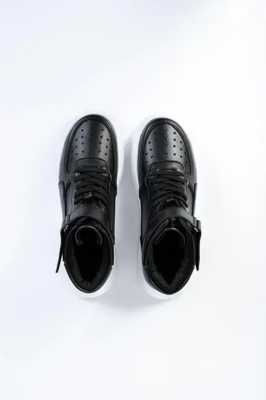 Leon01 Men's Boot Velcro - BLACK WHITE - 3