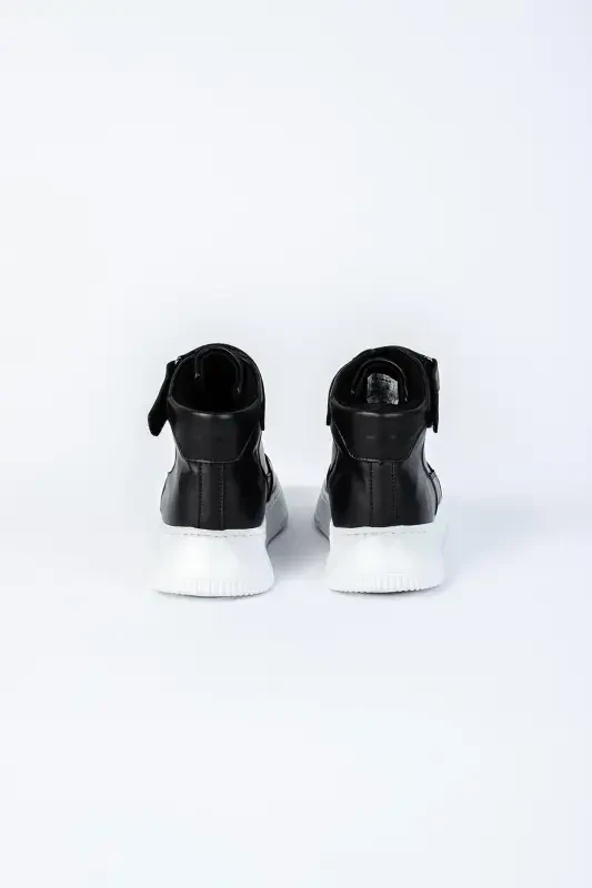 Leon01 Men's Boot Velcro - BLACK WHITE - 4