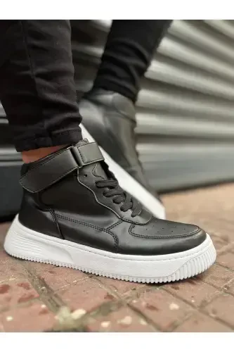 Leon01 Men's Boot Velcro - BLACK WHITE - 5