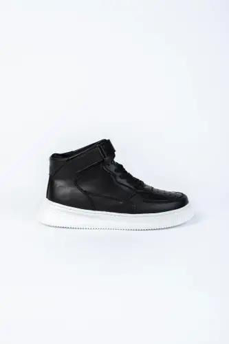 Leon01 Men's Boot Velcro - BLACK WHITE - LETOON (1)