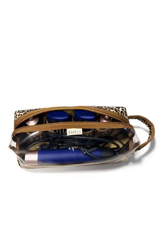 Leopar Airwrap Uyumlu ve Tüm Saç Şekillendiriniz için XL Boy Çanta Seyahat Çantası-Kahverengi12 - BAHELS