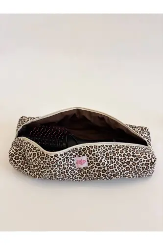 Leopar Desen Saç Maşa Düzleştirici Çantası Airwrap Airstrait İçin Uyumlu Büyük Seyahat Çantası - Leopar Desen - 6