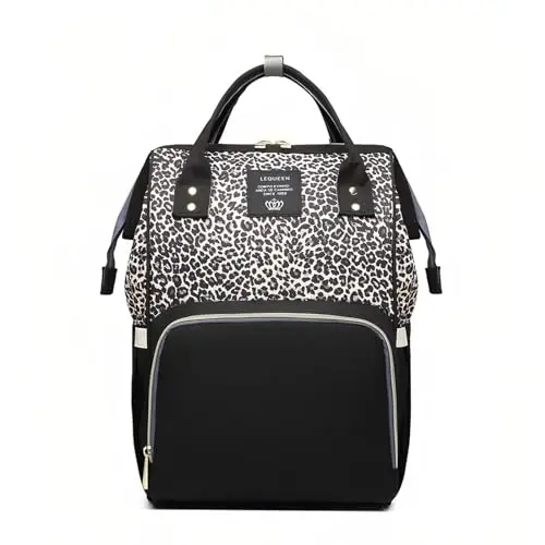 Armbq Leopard Print Diaper Bag Backpack Multi-Function Diaper Bag for Baby Care Waterproof Travel Baby Bag for Mom Brown - 6