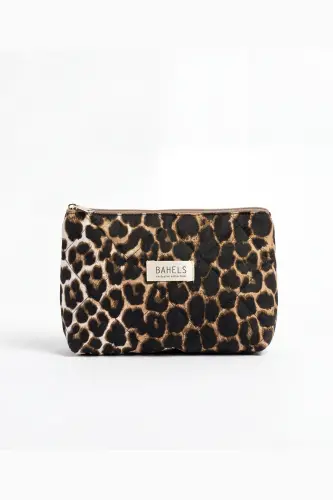 Leopar Makyaj Çantası-Kahverengi13 