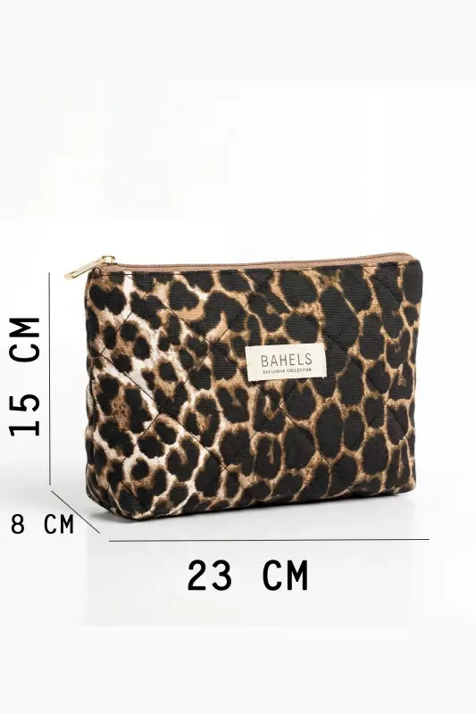 Leopar Makyaj Çantası-Kahverengi13 - 4