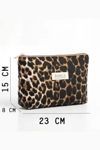 Leopar Makyaj Çantası-Kahverengi13 - 4